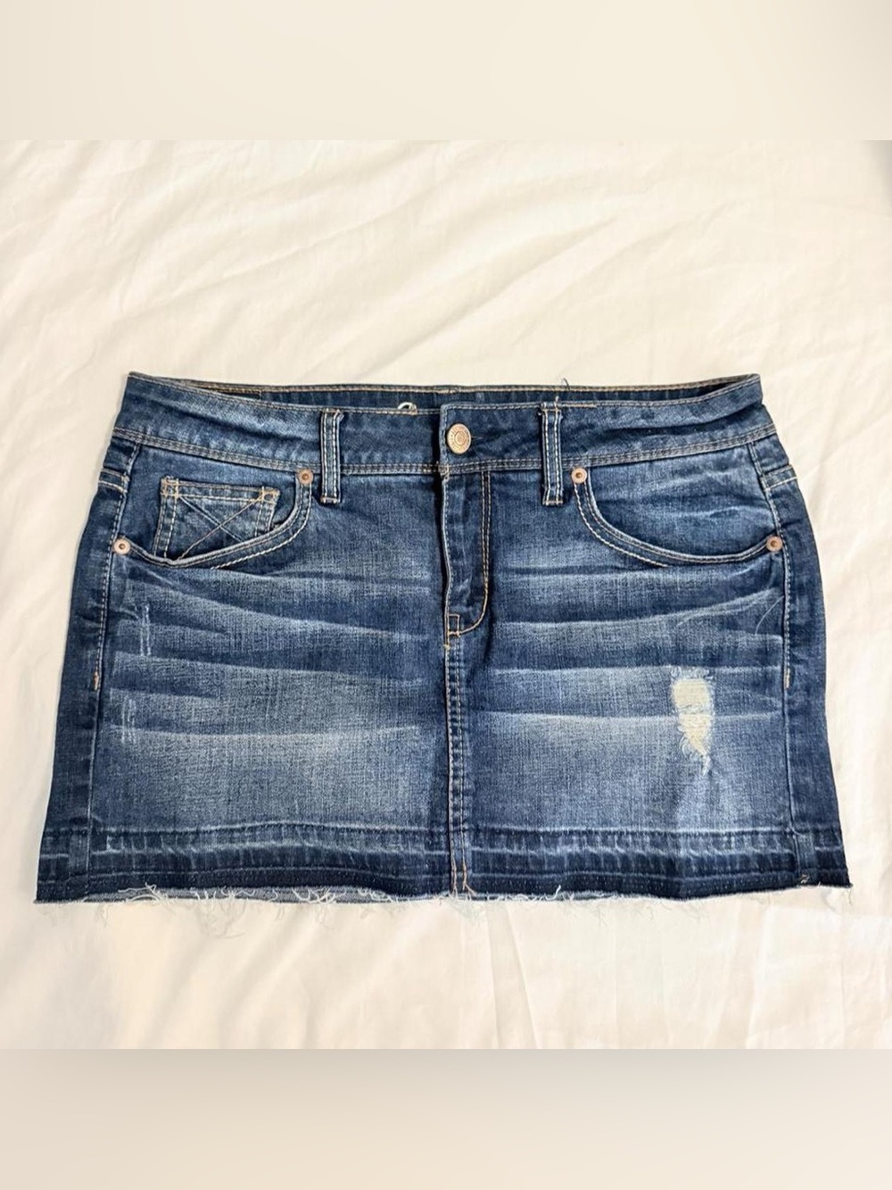 Aeropostale Blue Distressed Denim Mini Skirt